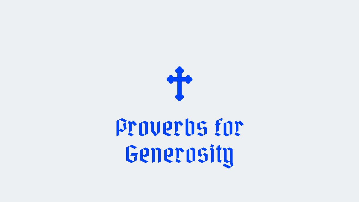 Proverbs for Generosity